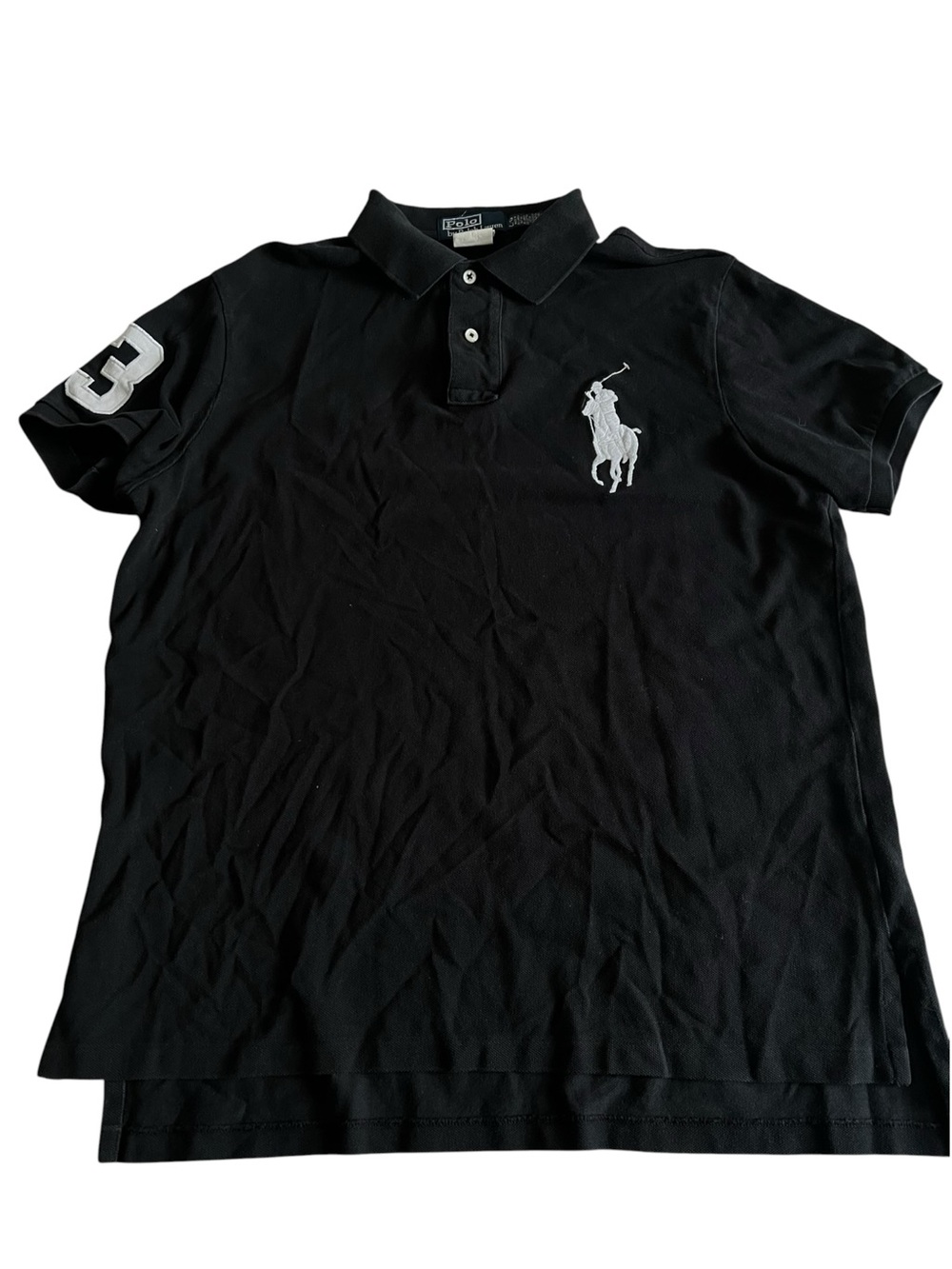 Vintage Chief Keef Polo Ralph Lauren polo T-shirt black big pony L Size (212)